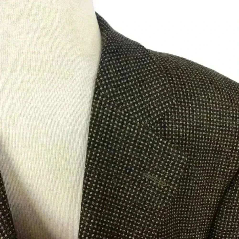 Jack Victor Super 100s Mens 46L 2 Button Blazer Sport Coat Brown Wool Box Check